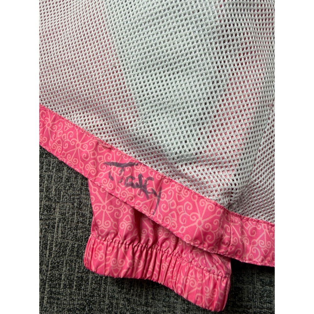 Columbia Pink Geometric Pattern Hooded Windbreaker Jacket Womens Medium 1625861 - Picture 7 of 13